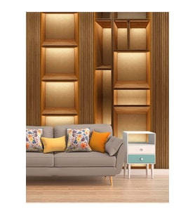 Dreamwall 3D Ahşap Kutucuklar Desenli Isı Ve Ses Yalıtımlı Sağlıklı Tekstil Duvar Kağıdı (Kahverengi)