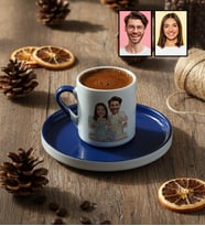 Kişiye Özel Karikatür Yemek Yapan Romantik Çift Türk Kahvesi Fincanı Sevgililer Günü Hediyesi