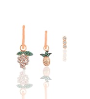 Gümüş rose zirkon taşlı üzüm Kombin Üçlü Küpe Seti SGTL11786ROSE