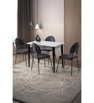 Mini 60 x 100 Milano Açık Gri Mdf Ortadan Açılır Masa 4 Adet Suna Sandalye