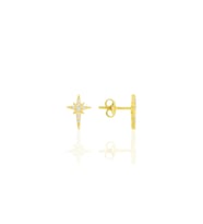 Gümüş Altın Yaldızlı Zirkon Taşlı Kutup Yıldızı Küpe SGTL11482GOLD