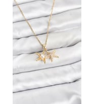 316L Çelik Zincir Gold Renk Deniz Yıldızı Model Zirkon Taşlı Kadın Kolye - TJ-BKO10907