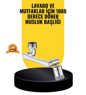 1080° Dönebilen Musluk Başlığı 2 Su Modlu Ayarlanabilir Esnek Tasarım