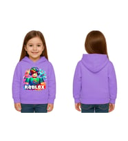 Unisex roblox Baskılı Çocuk Swaetshirt  Baskılı Kapüşonlu 3 İplik Şardonlu (Lila)