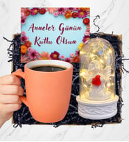 Anneler Günü Hediyesi Led Işıklı Melek Annem Temalı Fanus ve Kupa Bardak (Model 1)