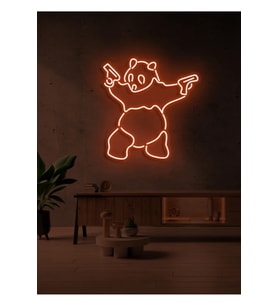Panda Figürlü Neon Tabela