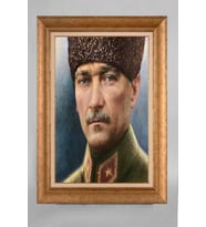 Altın Varaklı Paspartulu Çerçeveli Atatürk Tablo nt909