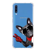 PrintiFy Samsung Galaxy A70S Uyumlu Köpek 2 Baskılı Şeffaf Köşe Korumalı Antişok Kılıf
