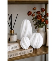 Spiral Rüya Mum 3'lü Set - Mumelia Candles Doğal Soya, El Yapımı, Dekoratif - Beyaz