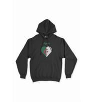 Cezayir Bayraklı Kalpli Siyah Sweatshirt Hoodie
