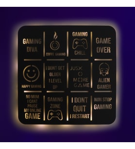 Lucenda Led Işıklı Gameing Diva Dekoratif Tablo Oyun Odası Duvar Dekorlu Gece Lambası (Sarı)