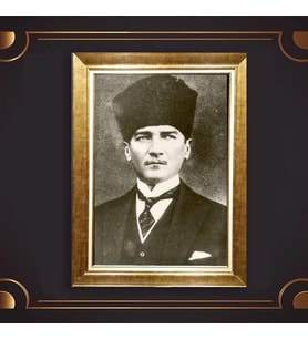 Özel Seri Paspartulu Çerçeveli Atatürk Tablo l704 (Gold)