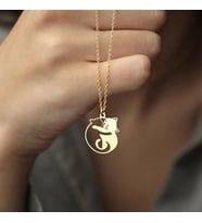 Kişiye Özel Kedi Tasarım Yin Yang Kolye 925K Gümüş (Gold)