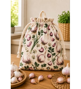 %100 Pamuklu Kuşgözü Havalandırmalı Sarımsak Kesesi 30x35 cm