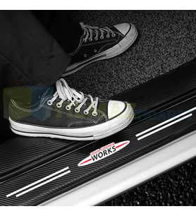 Mini John Cooper Works Karbon Kapı Eşiği Koruma Araba Etiket Oto Sticker Yapıştırma 4 Parça