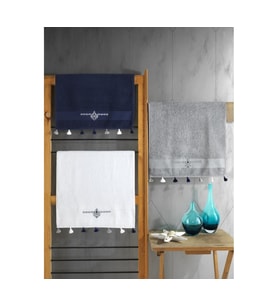 Cotton Box Fit V2 50x90 3lü Havlu Seti Lacivert/Beyaz/Gri (STD)