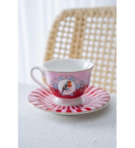 Acar SYT-08596 Birdie Pembe 6'lı Kahve Fincan Takımı (Çok Renkli)