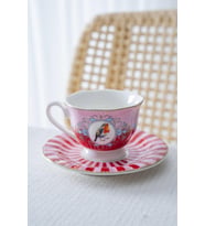 Acar SYT-08596 Birdie Pembe 6'lı Kahve Fincan Takımı (Çok Renkli)