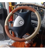 DİKİŞLİ DİREKSİYON KILIFI BEJ TABA DERİ SİYAH DİKİŞLİ MERCEDES TIR KAMYON İÇİN