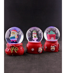 3 Adet Yeni Yıl 2023 Noel Hediyesi Temalı Mini Boy Işıklı Kar Küresi 6,5 cm - 36