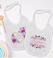 BK Kids Kişiye Özel Çiçek Tasarımlı 2’li Beyaz Mama Önlüğü-7