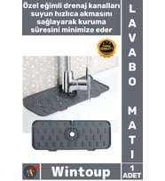 #Mat Silikon Musluk Sıçrama Plakası Drenajlı Tezgah Koruyucu Kurutma Fonksiyonu Lavabo Sızdırmaz Mat