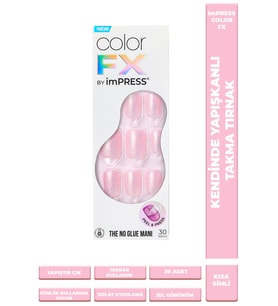 imPRESS Color FX Kendinden Yapışkanlı Takma Tırnak Kısa Pembe Simli