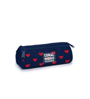 CORAL HIGH 31029 LACİVERT KIRMIZI KALP DESENLİ ÜÇ BÖLMELİ KALEM ÇANTASI