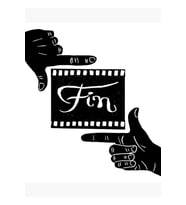 Fin Film Hands - original linocut design and print Tablo Ahşap Poster Dekoratif