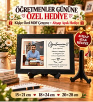 Öğretmenler Günü Hediyesi Kişiye Özel Fotoğraflı MDF Çerçeve Öğretmenime Teşekkür Hediyesi, Ahşap Ayaklı