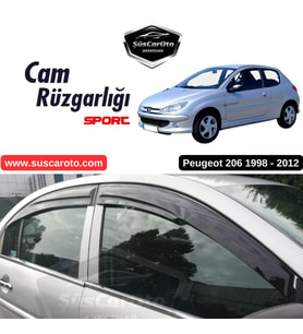 Peugeot 206 206+ 1998-2012 Uyumlu Mugen Cam Rüzgarlığı Seti Piano Black 4'lü İthal