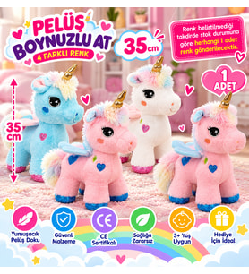35 CM Dört Ayaklı Peluş Boynuzlu At Unicorn Yumuşak Kanatlı 1 ADET