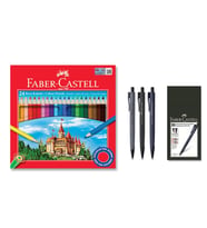 Faber Castell Okul ve Yazım Seti 24'lü Kuru Boya ve 3 Farklı Renk Econ 0.7 Uçlu Kalem
