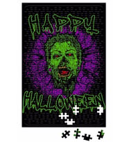 Zombie Purple Grunge Splatter Happy Halloween Puzzle