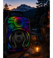 8 İnç Karaoke Hoparlör USB AUX FM Destekli LED'li Speaker