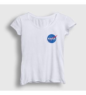 Presmono Kadın Beyaz Logo Nasa Space Uzay T-Shirt 282858tt (Beyaz)