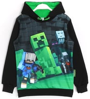 3D Minecraft Baskılı Uzun Kollu 3 İp Erkek Çocuk Sweatshirt Hoodie