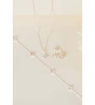 Elika Silver 925 Ayar Gümüş Minimal Kolye Bileklik ve Küpe Set (Gümüş)