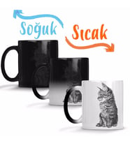 Cat Kedi Sihirli Kupa Bardak Porselen