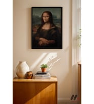 Mona Lisa Maskeli Parodi, Siyah Çerçeveli Duvar Tablosu - Modern Ev Dekorasyonu