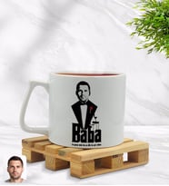 BK Gift Kişiye Özel Baba Godfather Silüet Tasarımlı Middle Beyaz Kupa Bardak Model 3