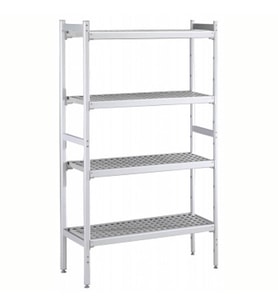 Electrolux Professional Düz Etejer Seti, Aluminyum Ayaklı, 4 Raflı, Her Raf Demonte Polietilen Tabletlerden Oluşur, Tabletler Bulaşık Makinesinde Yıkanabilir - 475x1696 Mm, H=1700 Mm BLS1696