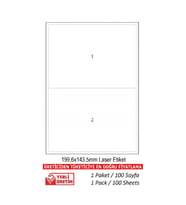 A1 Etiket Lazer Etiket tw-2002 500 A4 Sayfa Lazer Etiket 199.6 X 143.5 mm Boyutunda 1 A4 Sayfada 2 Etiket