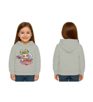 Unisex Baskılı Çocuk Swaetshirt Labubu Baskılı Kapüşonlu 3 İplik Şardonlu (Gri)