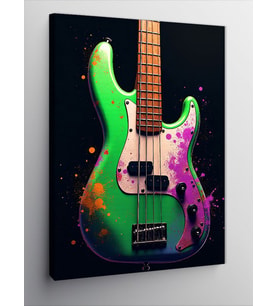 Kanvas Tablo Renkli Bas Gitar