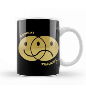Theatrical Mask Comedy and Tragedy Kupa Bardak Porselen