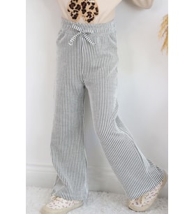 Breeze Kız Çocuk Pantolon Çizgili Fiyonk Bağcık Aksesuarlı Beli Lastik Detaylı 4-8 Yaş, Karışık Renk
