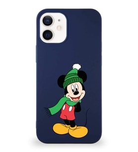 Apple iPhone 12 Soft Premier Kapak Mickey Mouse-G Tasarımlı Silikon Kılıf - Lacivert (Şeffaf)