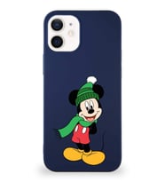 Apple iPhone 12 Soft Premier Kapak Mickey Mouse-G Tasarımlı Silikon Kılıf - Lacivert (Şeffaf)