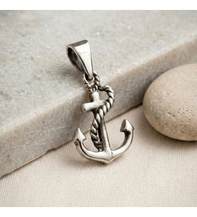 Gümüş Mini Çapa Kolye Ucu 925 Ayar Gümüş Küçük Boy Çapa Figürlü Unisex Kolye Ucu